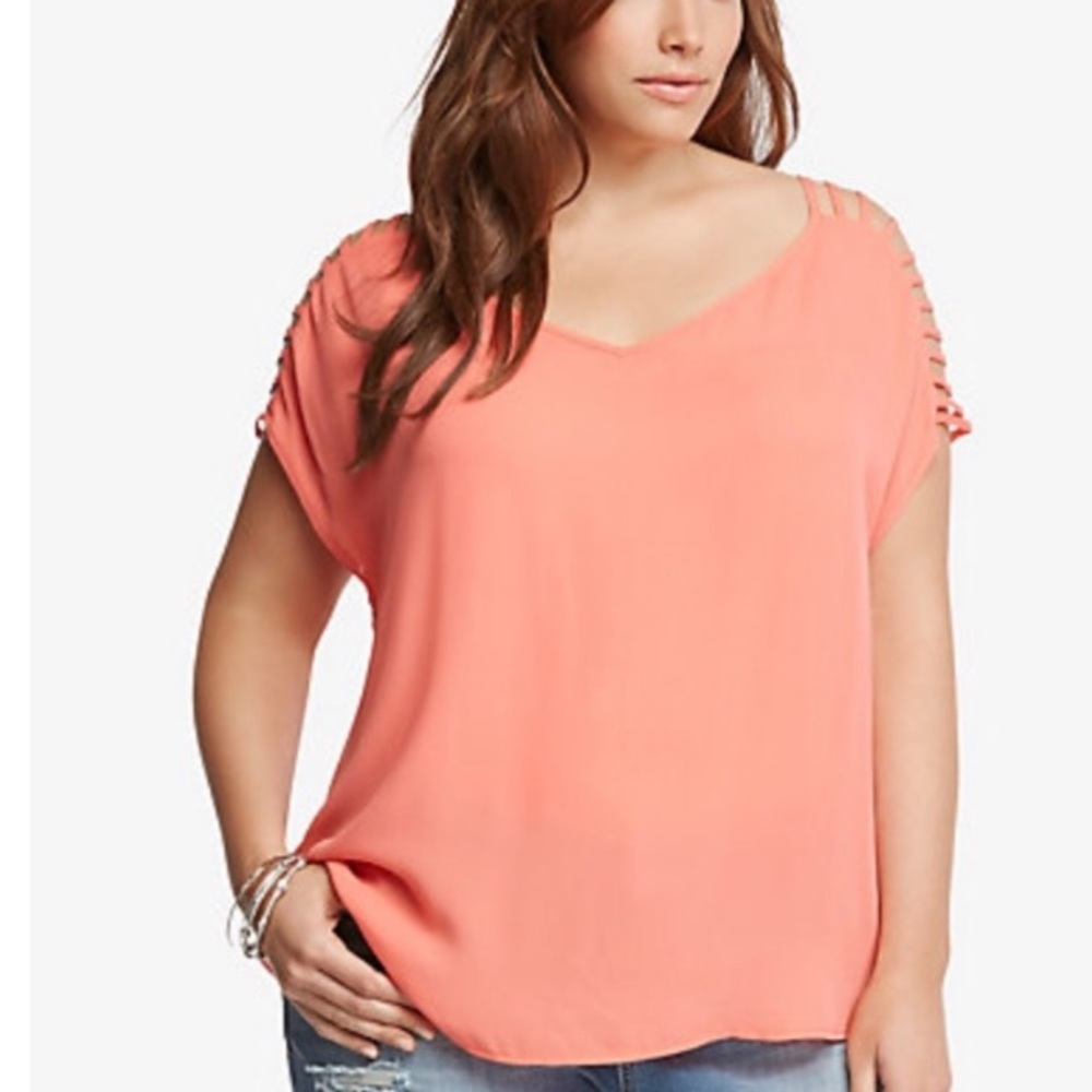 Peach Ladder Sleeve Top